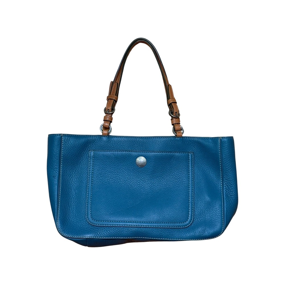 Vintage Coach 2005 Chelsea Pebbled Leather Shoulder Bag East West Tote Turquoise